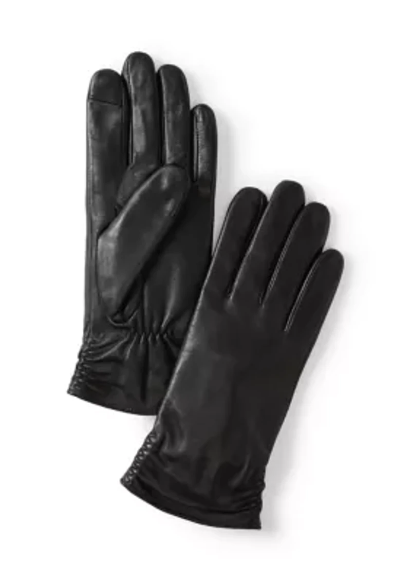Ruched Back Leather Gloves