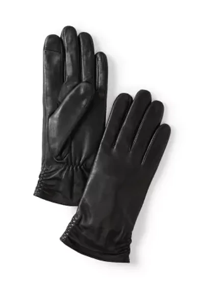 Ruched Back Leather Gloves