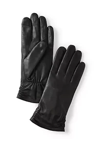 Ruched Back Leather Gloves