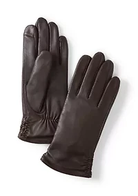 Ruched Back Leather Gloves