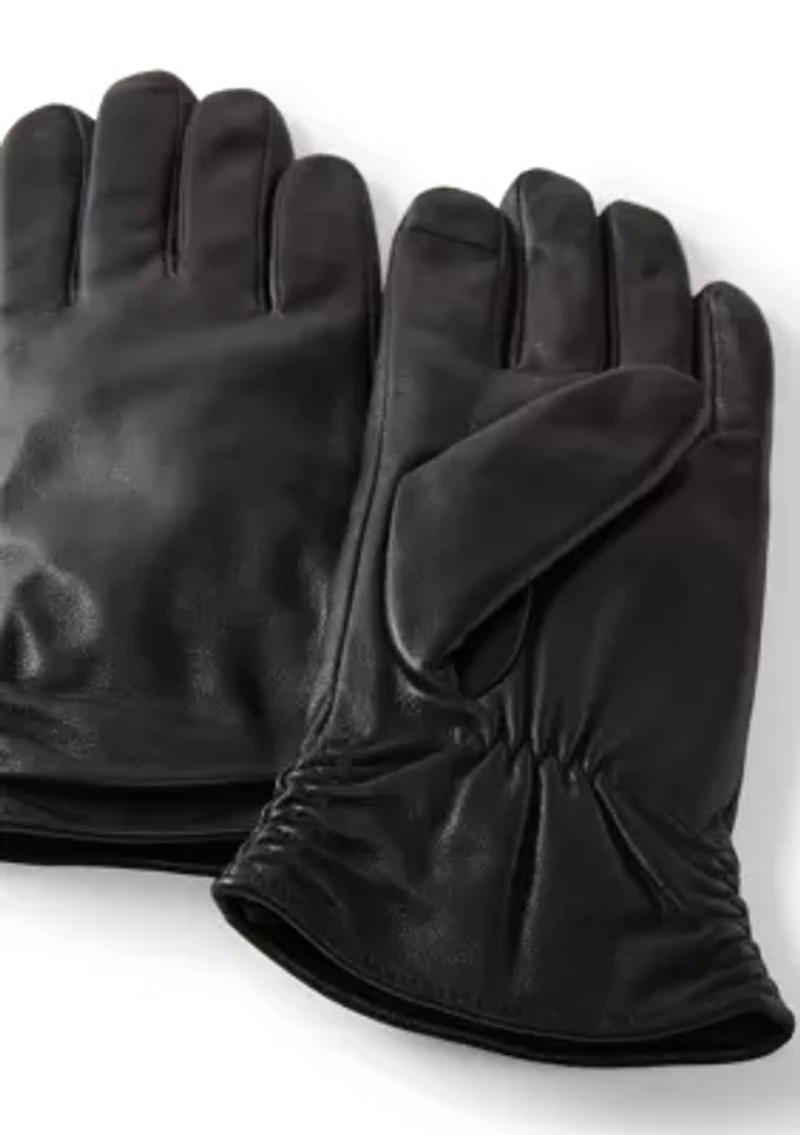 Ruched Back Leather Gloves