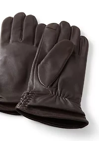 Ruched Back Leather Gloves