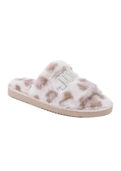 Printed Fur Logo Slide Slippers