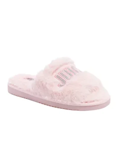 Printed Fur Logo Slide Slippers