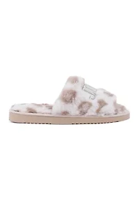 Printed Fur Logo Slide Slippers