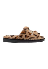 Printed Fur Logo Slide Slippers