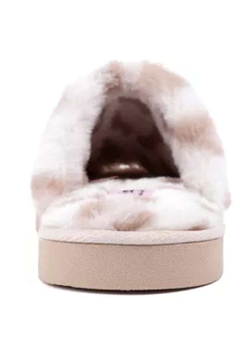 Printed Fur Logo Slide Slippers