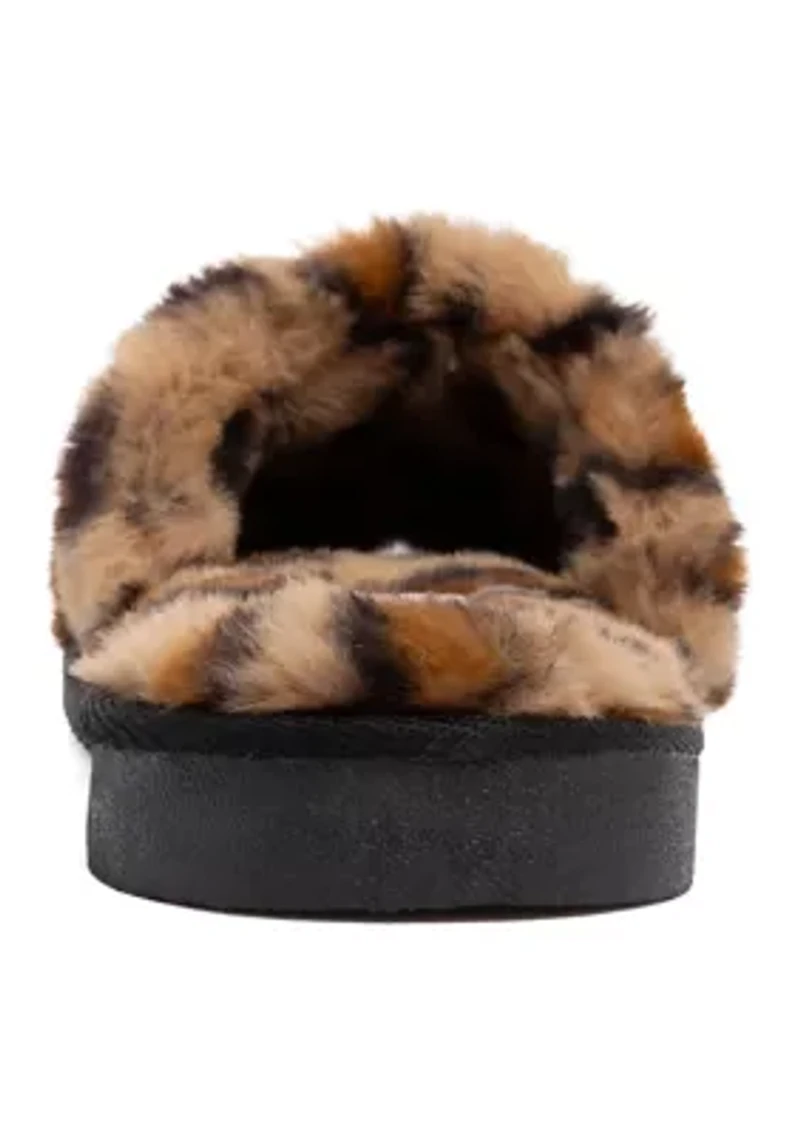 Printed Fur Logo Slide Slippers
