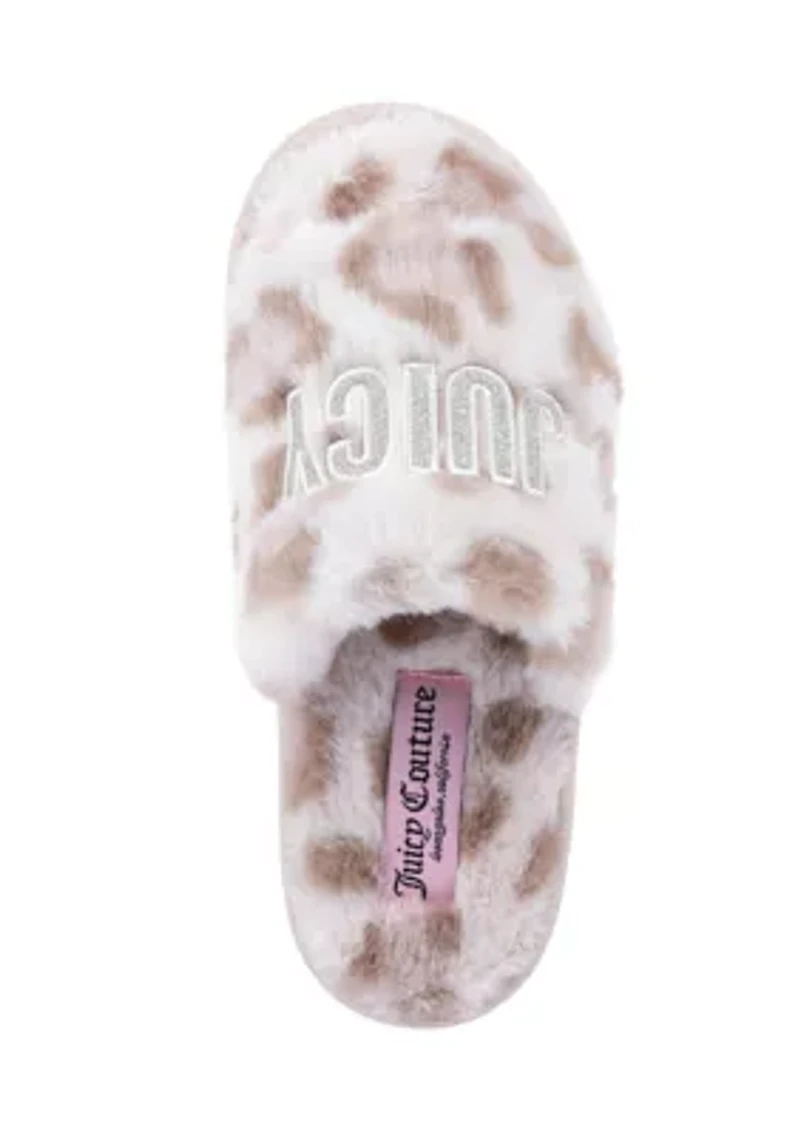 Printed Fur Logo Slide Slippers