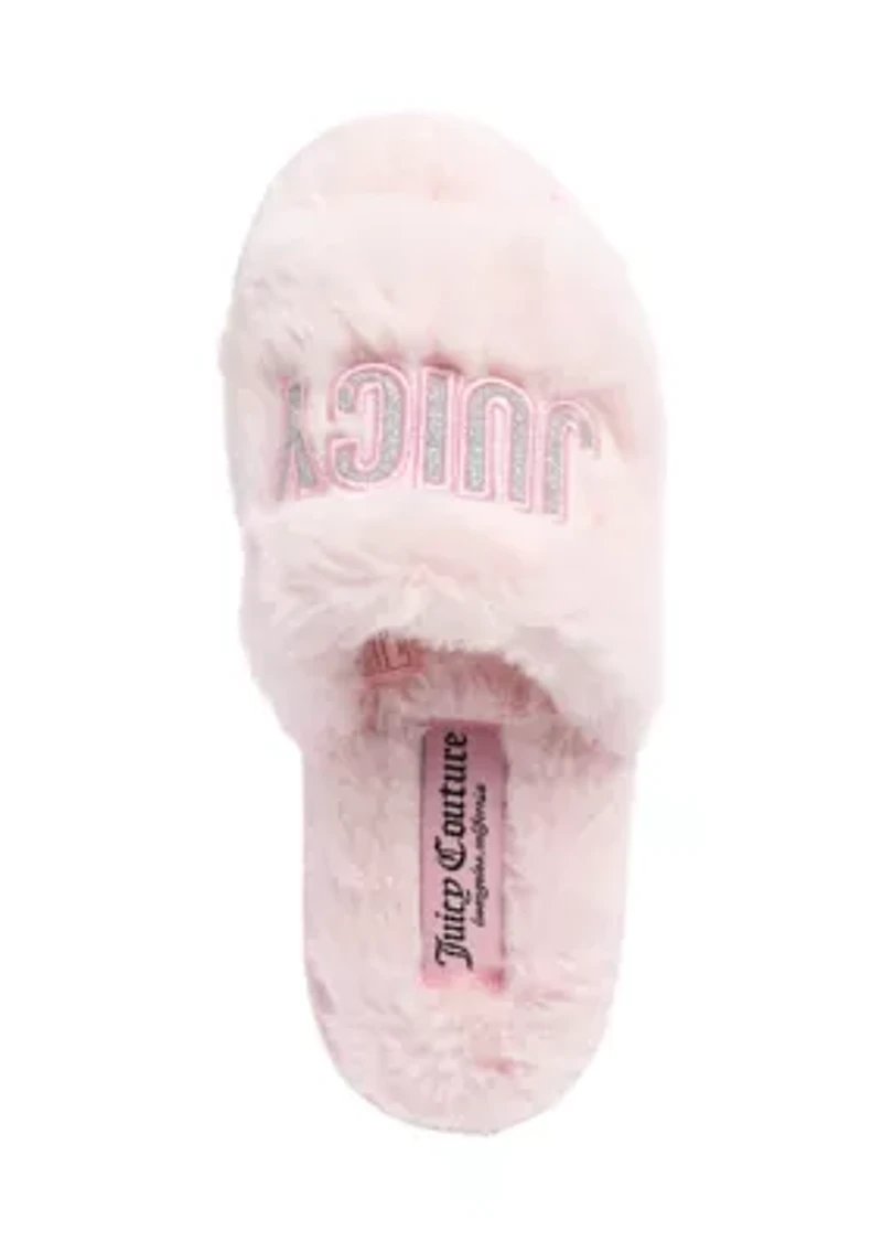 Printed Fur Logo Slide Slippers