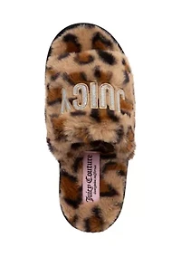Printed Fur Logo Slide Slippers