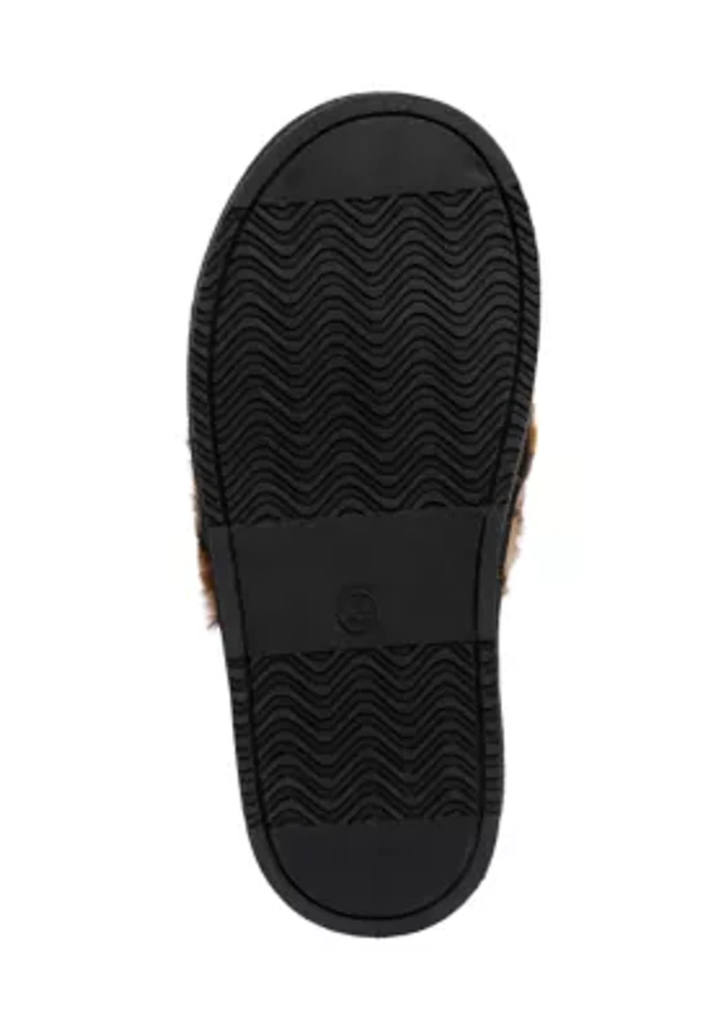 Printed Fur Logo Slide Slippers