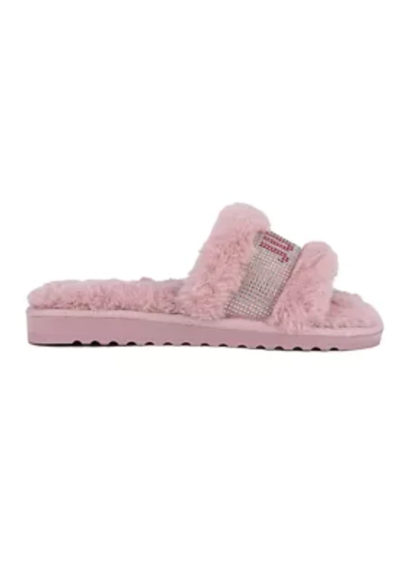 Fur Logo Halo Slide Slippers