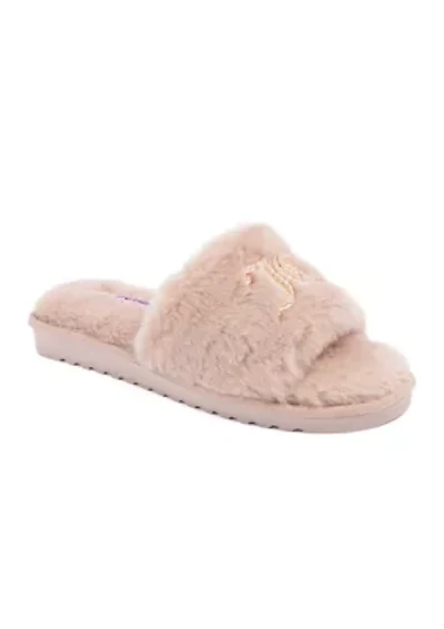 Fur Logo Slide Slippers
