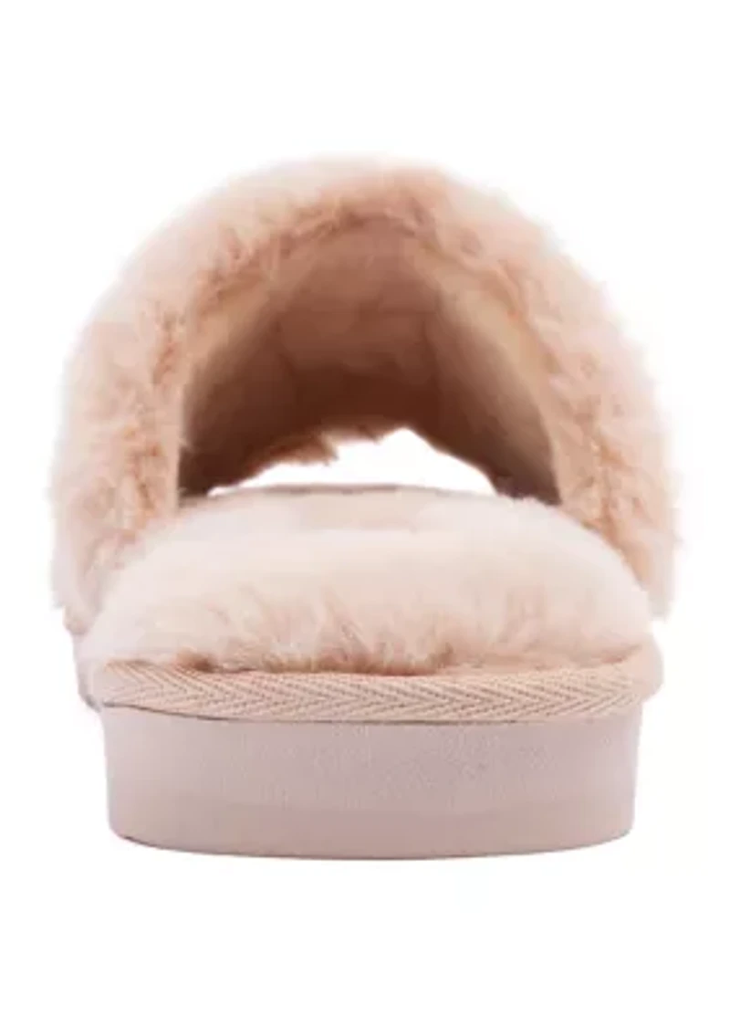 Fur Logo Slide Slippers