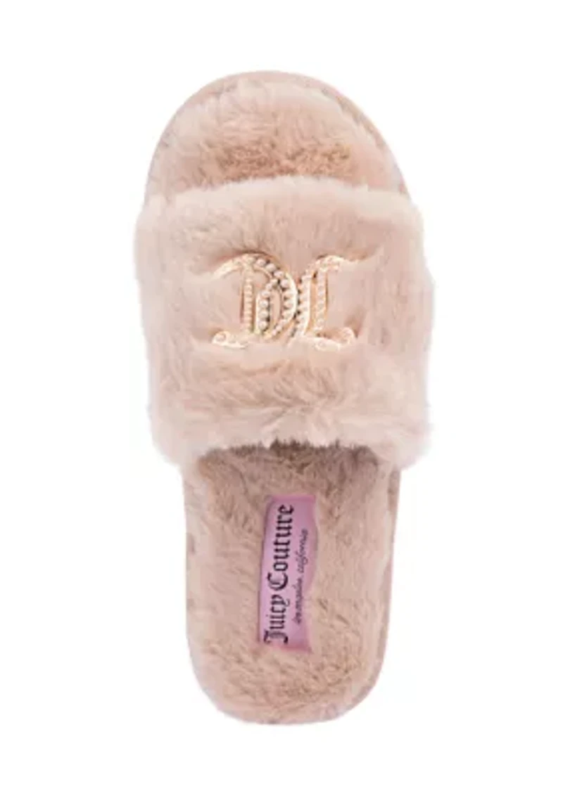 Fur Logo Slide Slippers