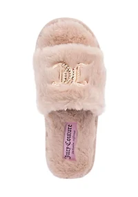 Fur Logo Slide Slippers