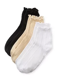 3 Pack Lettuce Trim Anklet Socks