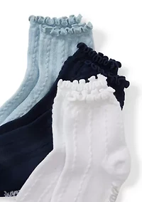 3 Pack Lettuce Trim Anklet Socks