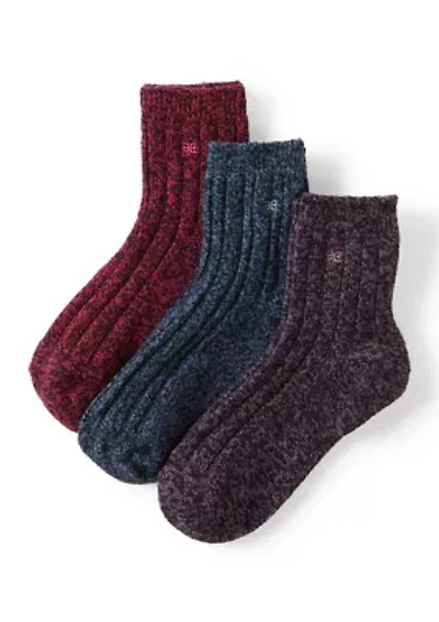 Super Soft Marled Ribbed Knit Midi Boot Socks - 3 Pack