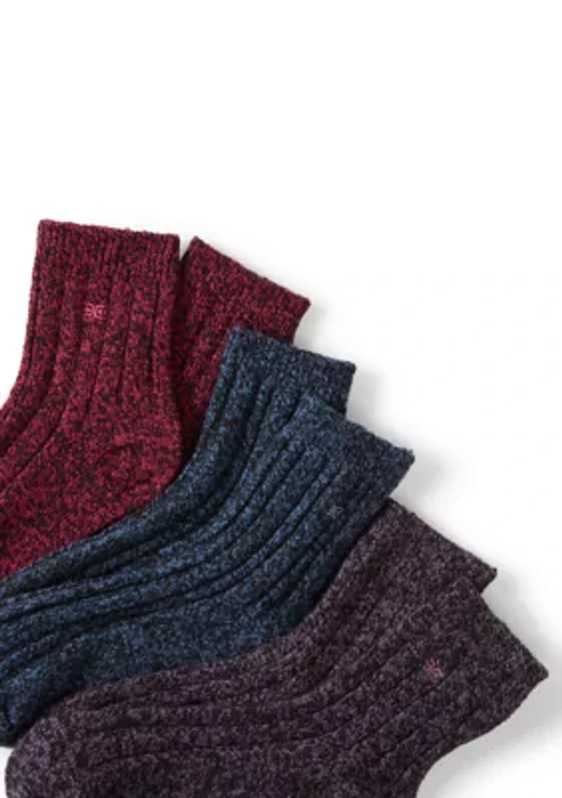 Super Soft Marled Ribbed Knit Midi Boot Socks - 3 Pack