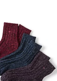 Super Soft Marled Ribbed Knit Midi Boot Socks - 3 Pack
