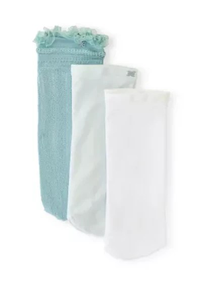 3 Pack Pointelle with Ruffle Cuff Anklet Socks