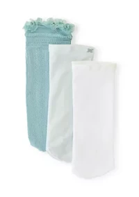 3 Pack Pointelle with Ruffle Cuff Anklet Socks