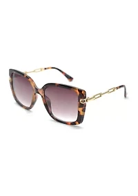 Large Square Sunglasses with Delicate Chain Link Temple