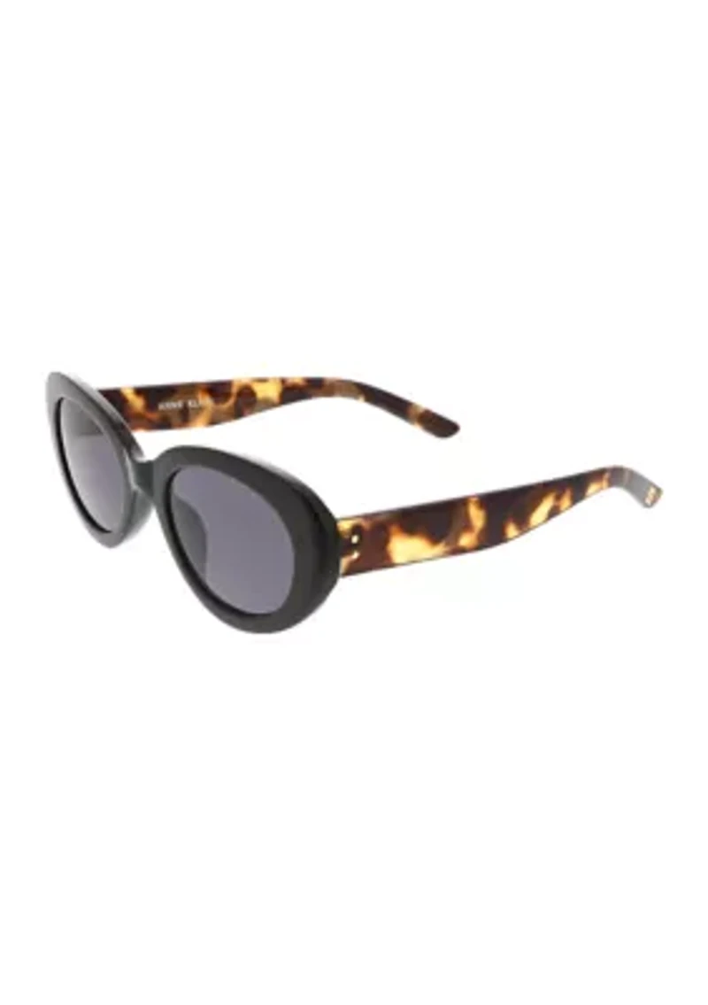 Slim Oval Sunglasses with Foil Rivets