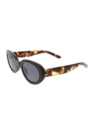 Slim Oval Sunglasses with Foil Rivets