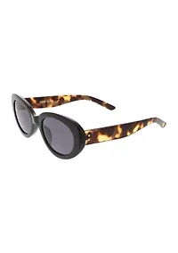 Slim Oval Sunglasses with Foil Rivets