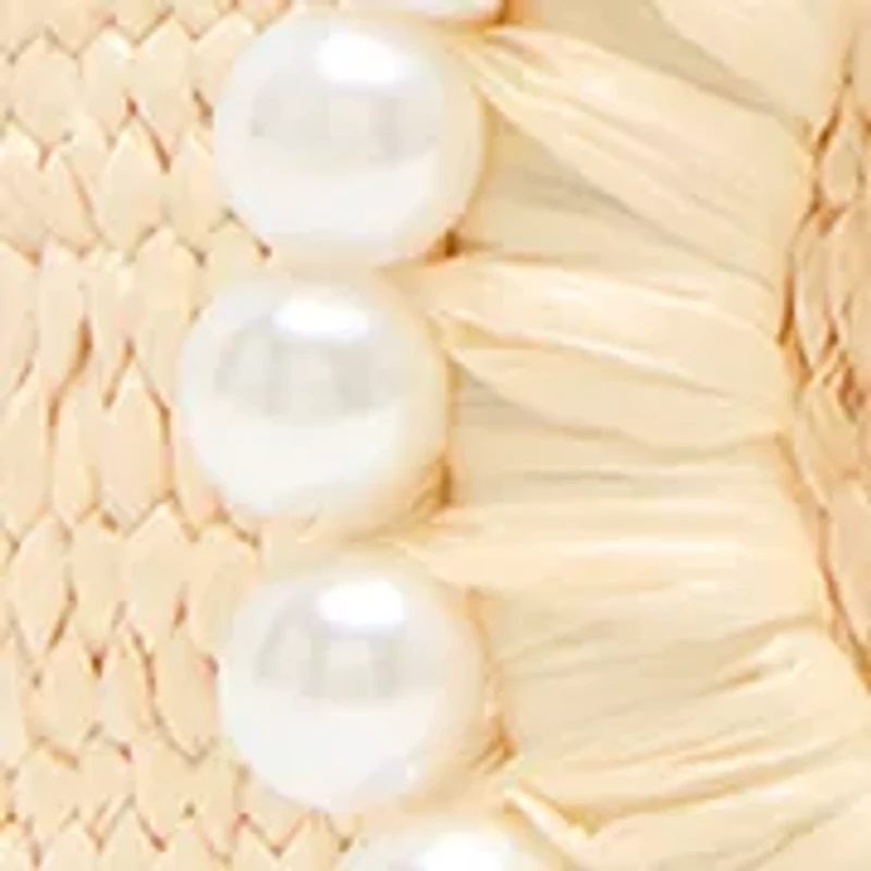 Pearl Trim Buckle Straw Belt
