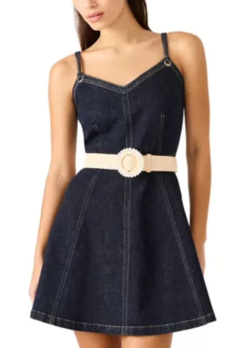 Pearl Trim Buckle Straw Belt