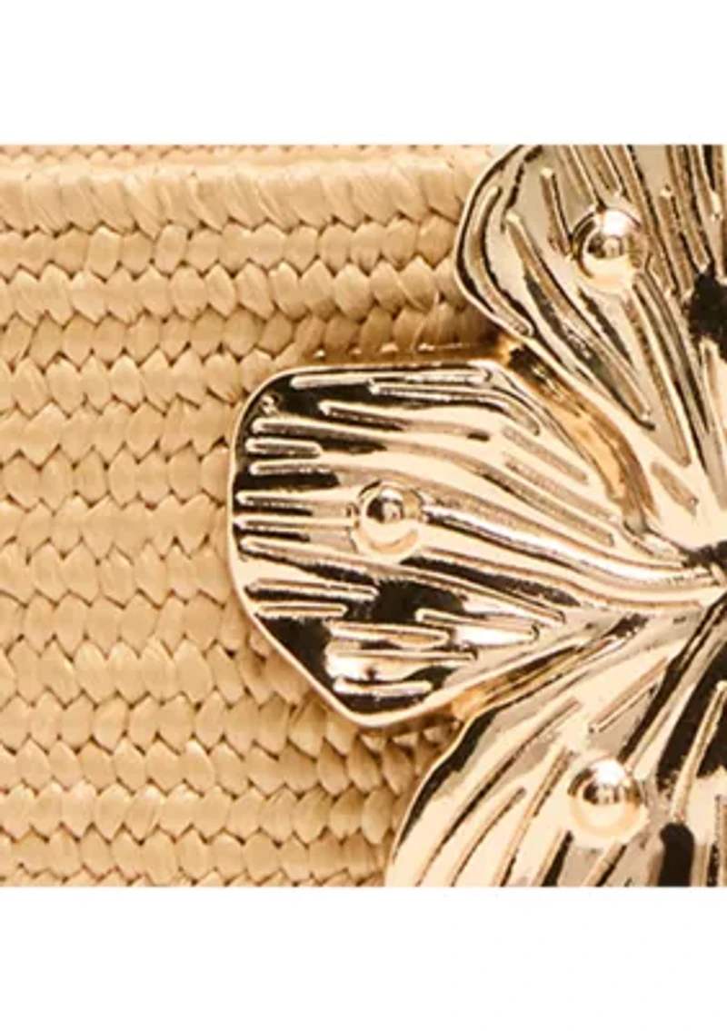 Double Flower Buckle Straw Belt