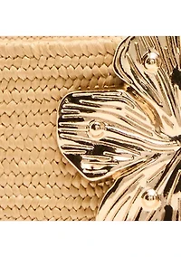 Double Flower Buckle Straw Belt