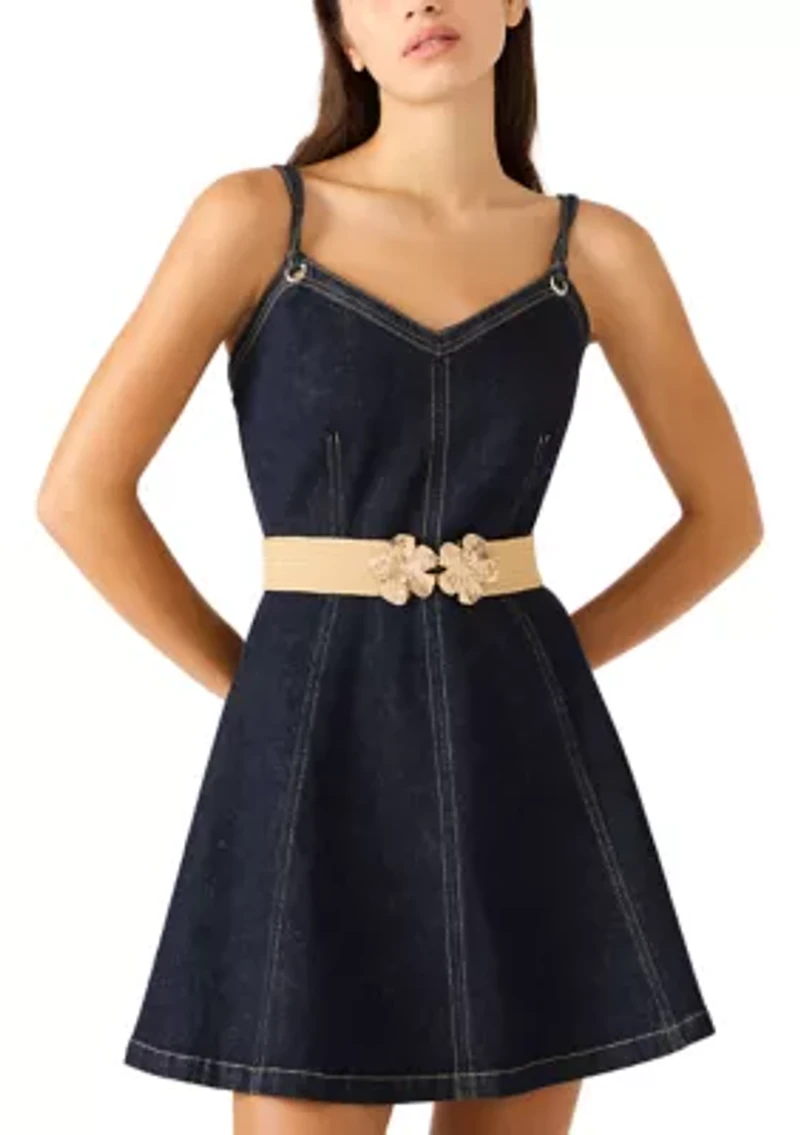 Double Flower Buckle Straw Belt