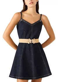 Double Flower Buckle Straw Belt