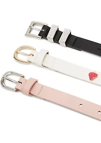 Heart Buckle, Strawberry Studded, and Full Perf 3-for-1 Belt  Set