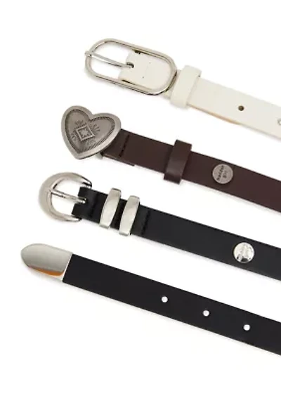 3 for 1 Double Keeper Oval Buckle and Western Heart Belt Set