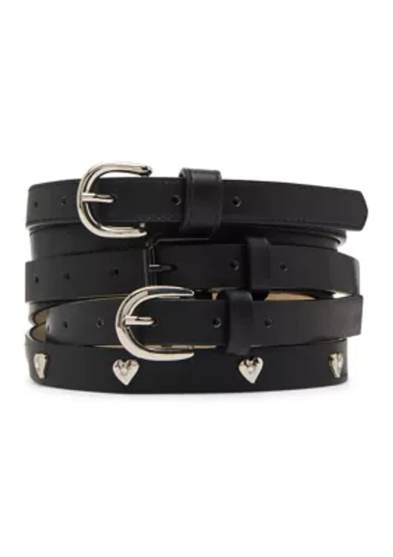 Polyurethane Pants + Heart Stud Black Out Bucket - Fully Perforated Belt Set