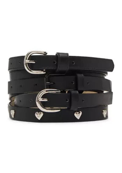 Polyurethane Pants + Heart Stud Black Out Bucket - Fully Perforated Belt Set
