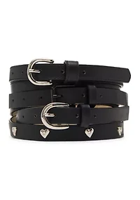 Polyurethane Pants + Heart Stud Black Out Bucket - Fully Perforated Belt Set
