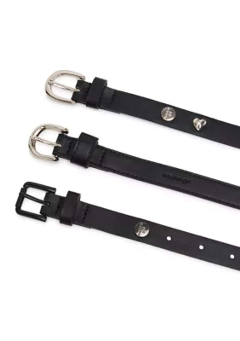 Polyurethane Pants + Heart Stud Black Out Bucket - Fully Perforated Belt Set
