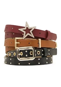 Star Buckle + Crinkle Polyurethane Keeper Belt Set
