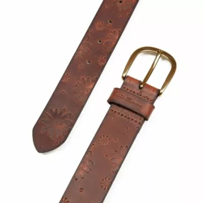 Floral Tooled Leather Belt