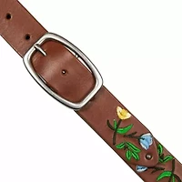 Embroidered Floral Leather Belt