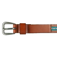 Turquoise Beaded Stripe Leather Belt