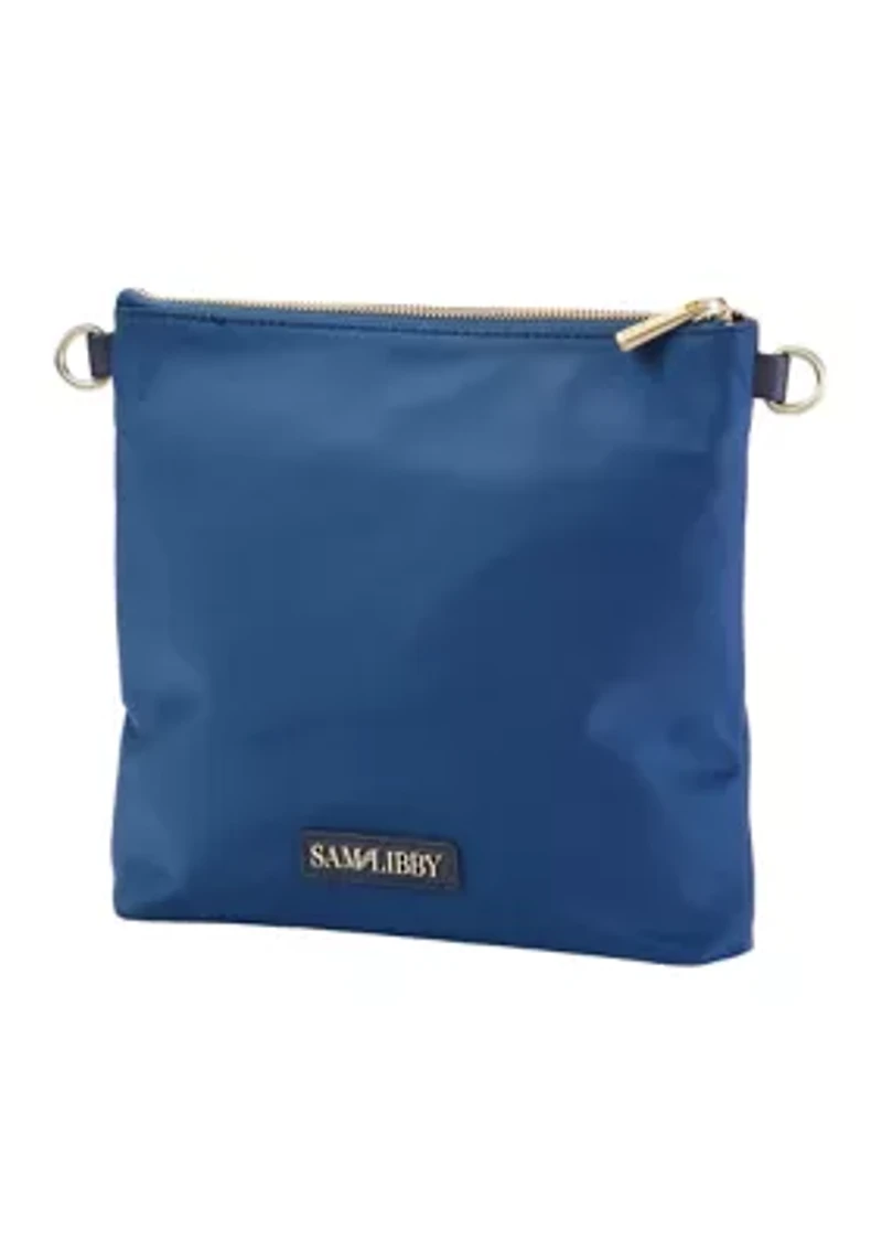Saffiano Leather Trim Double Zip Crossbody