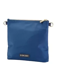 Saffiano Leather Trim Double Zip Crossbody